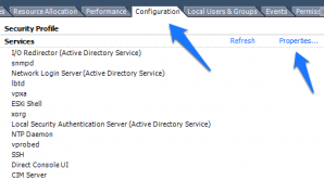 vSphere Client Security Profile Page